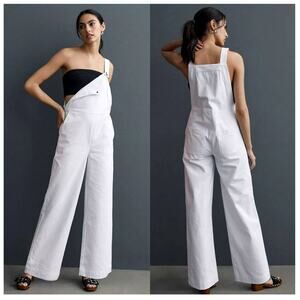 NWT ASKK NY Laxy Jack White Overalls - 26 waist